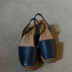 Women's Blue Leather Sandals